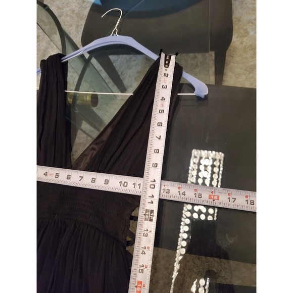 Forever 21 Women's Black Solid Open Side V-Neck Sleeveless Long Maxi Dress M - Picture 8 of 15